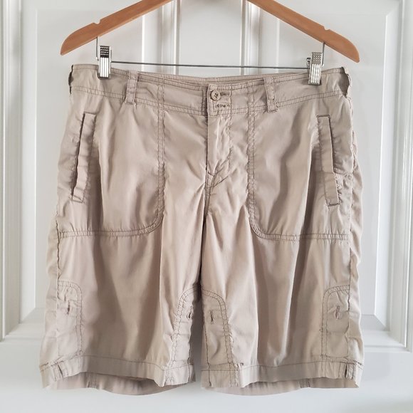 KOPPEN Slash Pocket Walking/Hiking Womens Rolltab Outdoor Tan Shorts SZ 8 - Picture 1 of 16